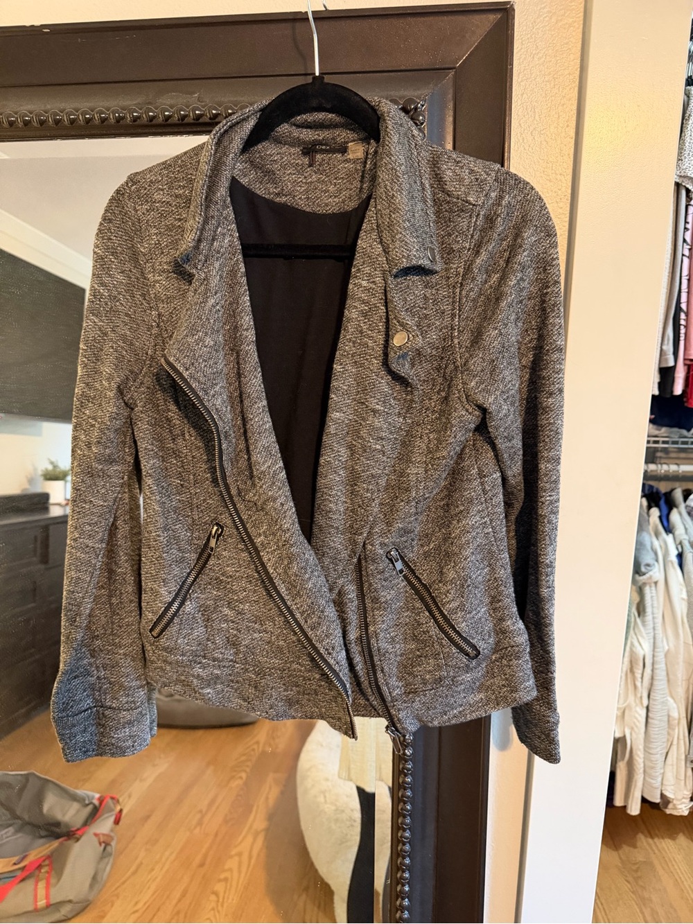 Dex Gray Knit Moto Blazer Jacket